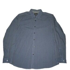Hugo Boss Men’s Modern Fit Long Sleeve Button Up Check Casual Shirt Blue Size XL